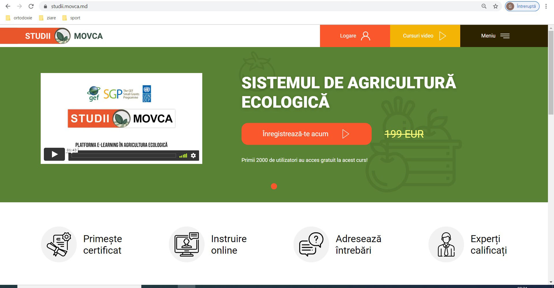 Platformă de studii online axate pe principiile agriculturii ecologice