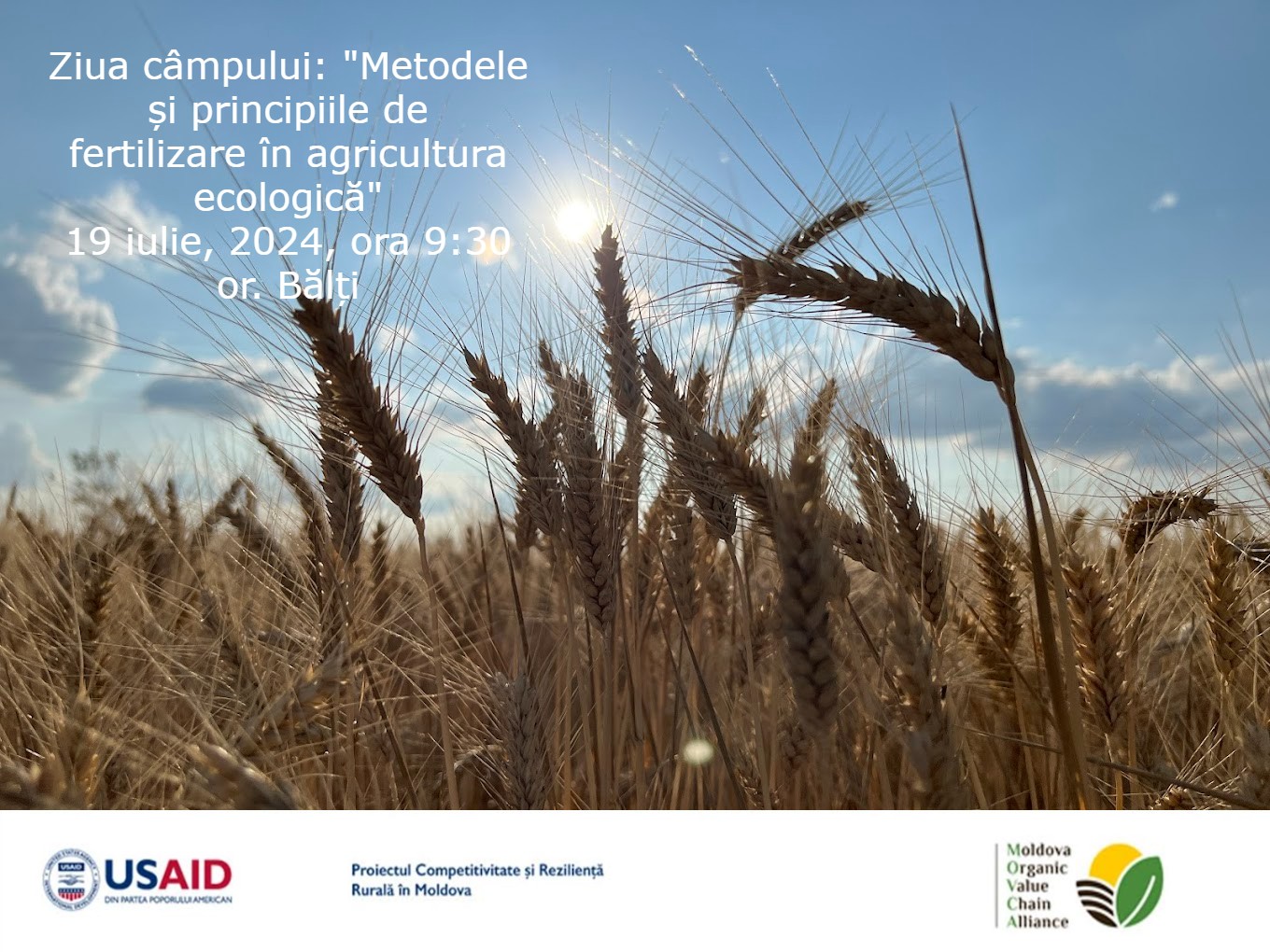 Asociația MOVCA și Proiectul Competitivitate și Reziliență Rurală în Moldova vă invită la ziua câmpului dedicată metodelor și principiilor de fertilizare în agricultura ecologică